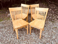 Set of Four Solid Wood Farmhouse Dining Chairs – Natural Wood Slat Back Kitchen Chairs