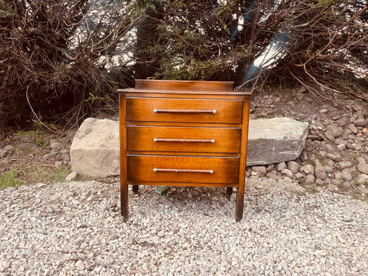 Mid Century Teak Bedside Table with Three Drawers