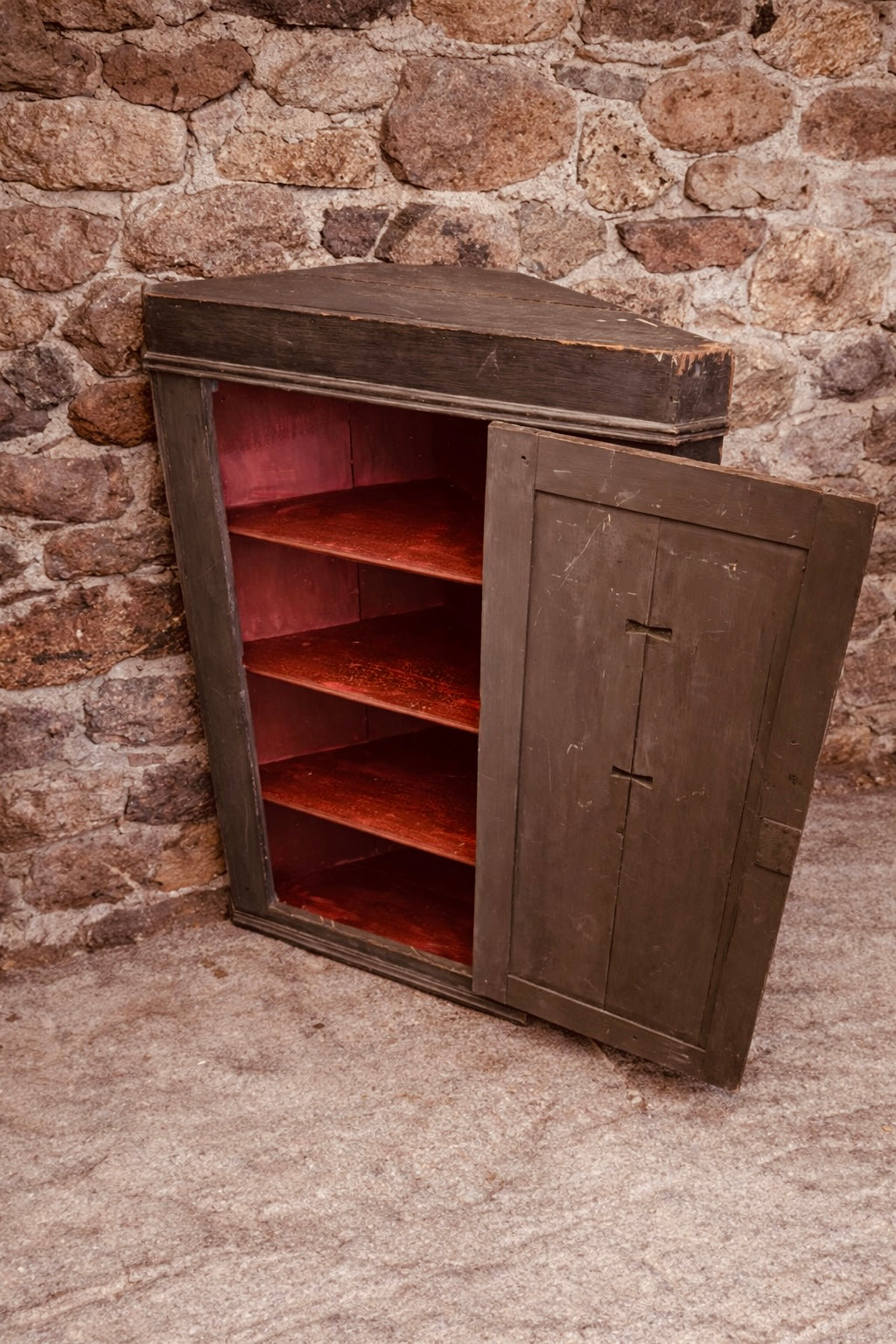 Antique Rustic Pine Corner Cupboard c.1900