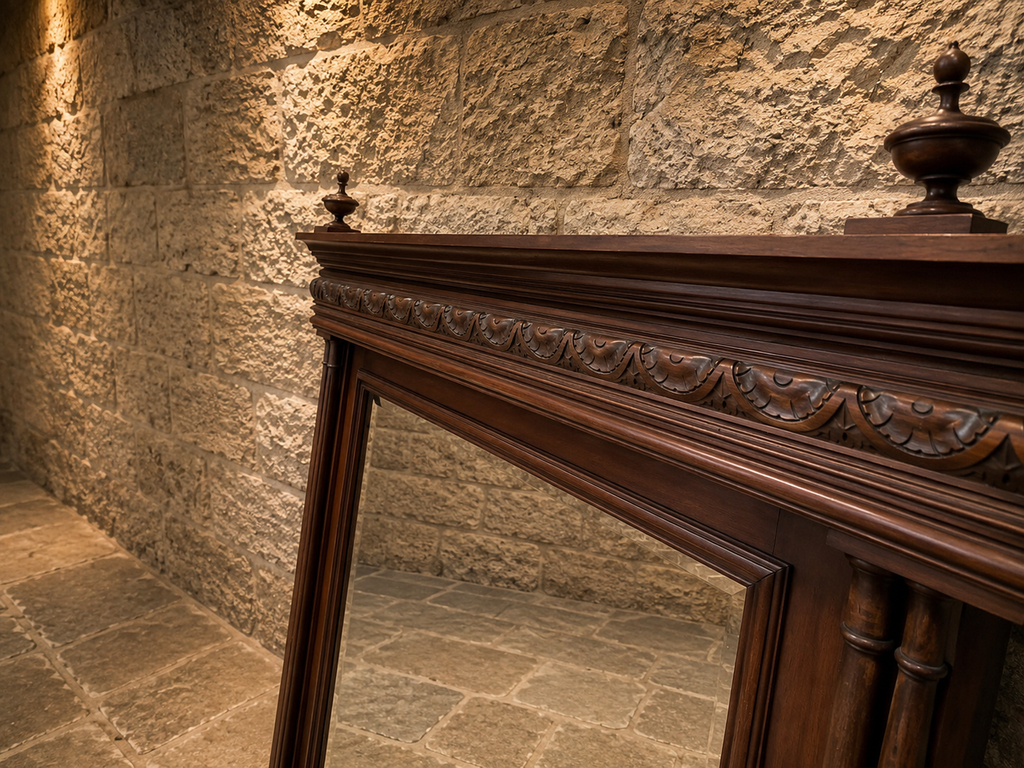 Victorian Mahogany Overmantel Mirror | Antique Hall Mirror | Carved Mahogany Fireplace Mirror c.1900