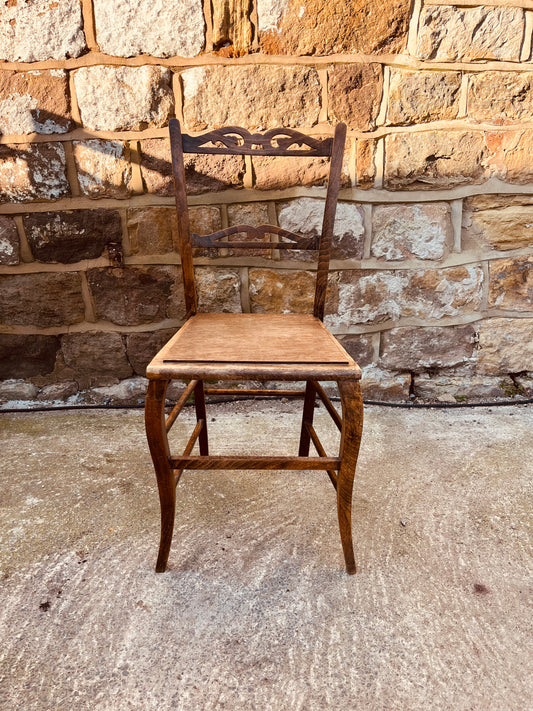 Antique Oak Accent Chair – Victorian / Edwardian Carved Chair Circa 1900