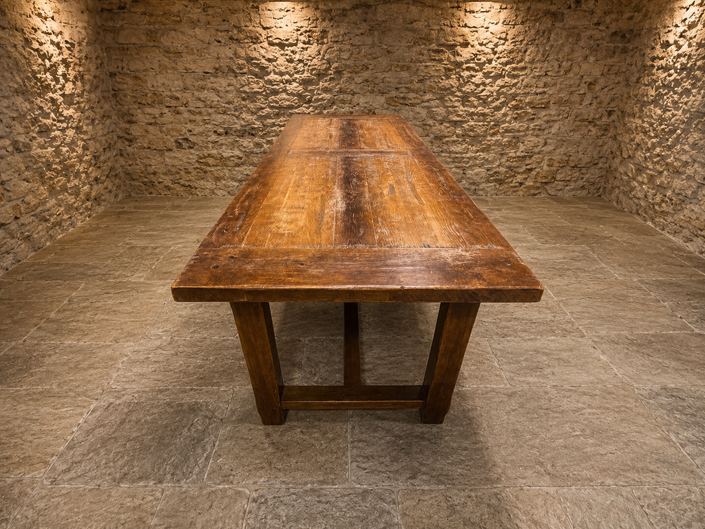 Antique Arts & Crafts Oak Refectory Dining Table – Large English Country House Table