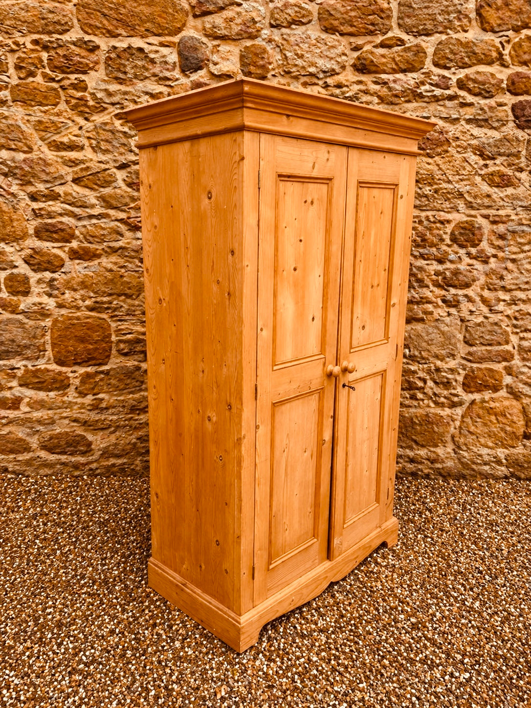 Vintage Pine Wardrobe Cupboard – Rustic Farmhouse Storage Cabinet