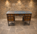 Antique Oak Pedestal Writing Desk – Circa 1900 – Victorian Edwardian Jacobean Revival Desk