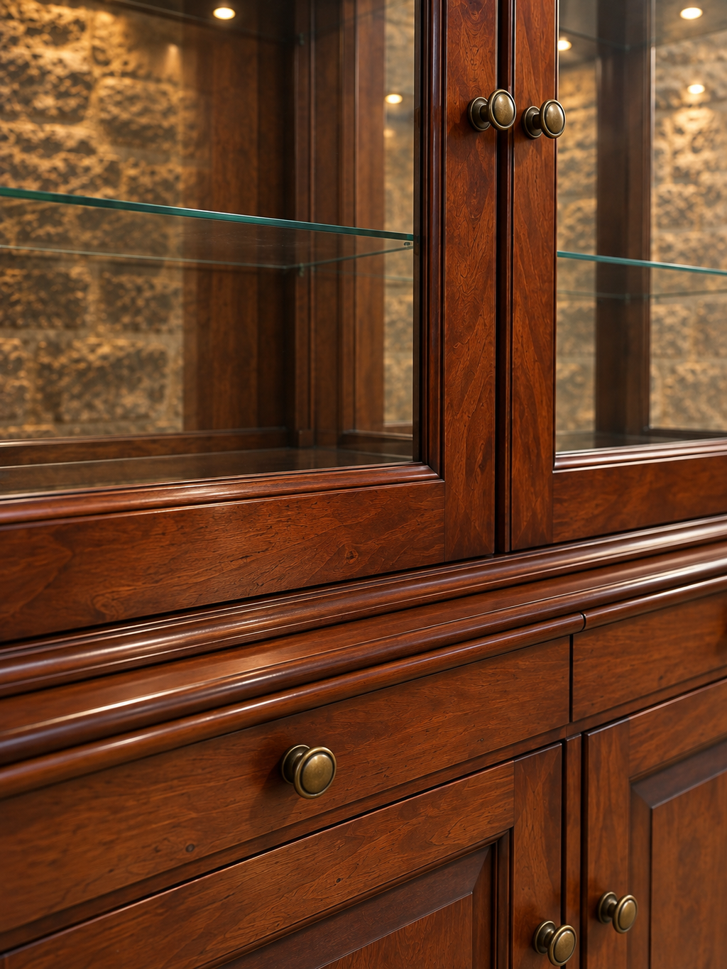 Vintage Mahogany Glazed Display Cabinet & Bookcase