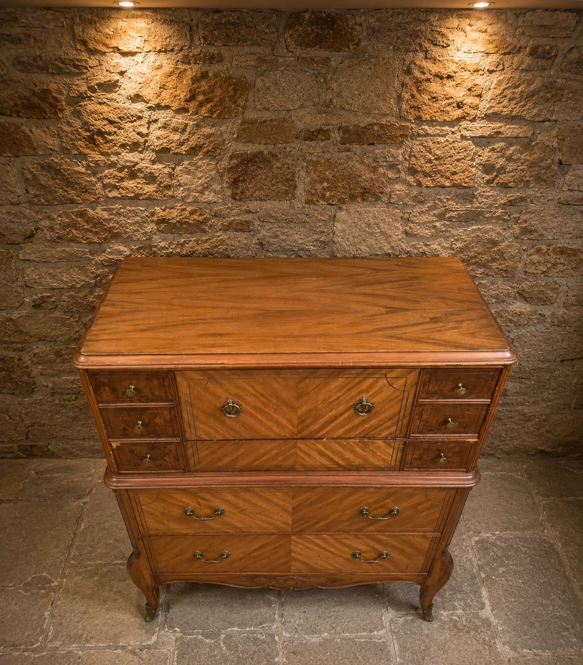 Antique French Walnut Semainier Chest of Drawers | Belle Époque Walnut Lingerie Chest | French Tallboy | Circa 1890–1910