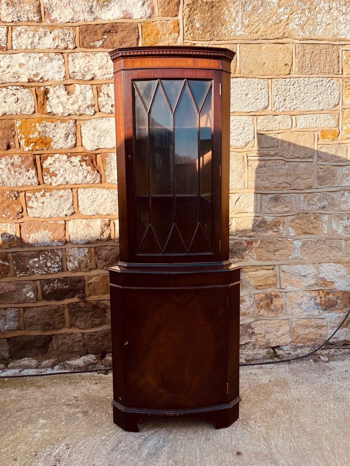 Mahogany Georgian Style Corner Display Cabinet with Astragal Glazed Door