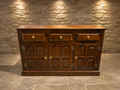 Jacobean Revival Solid Oak Sideboard | Vintage English Oak Buffet Cabinet | Rustic Farmhouse Sideboard | Large Country House Storage Cabinet