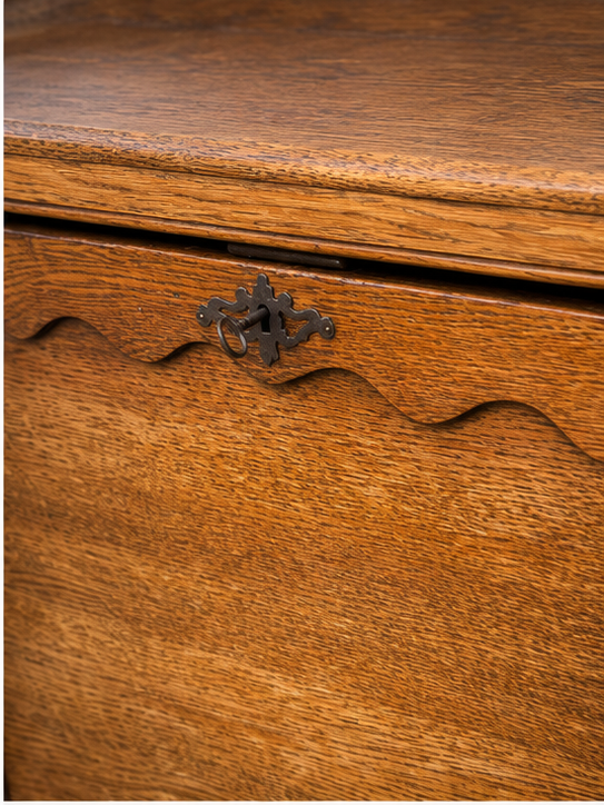 Antique Arts & Crafts Oak Bureau Bookcase – Early 20th Century Writing Cabinet