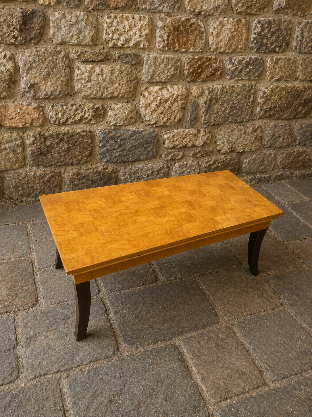 Vintage Oak Parquet Top Coffee Table