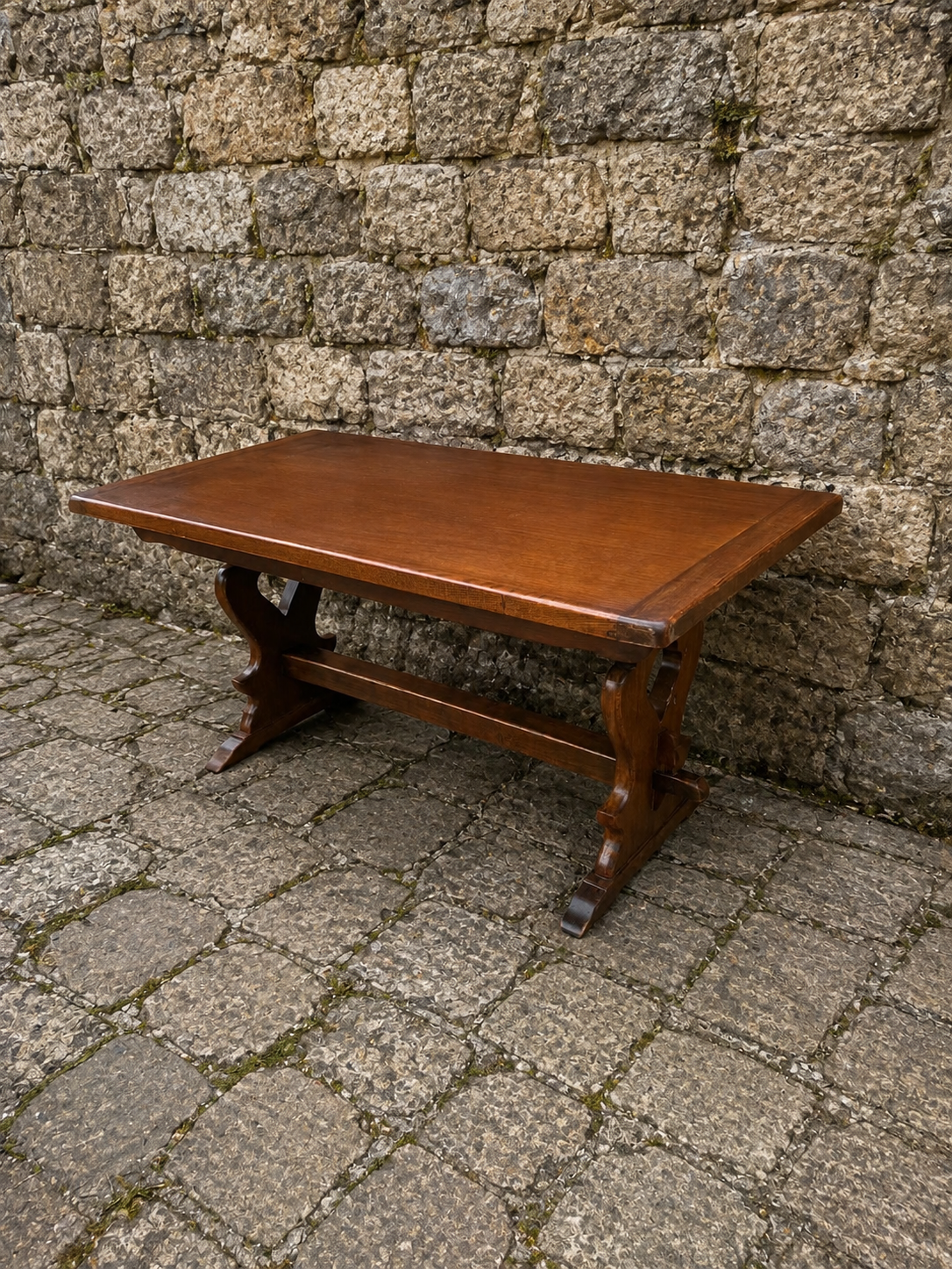 Antique Jacobean Revival Solid Oak Refectory Dining Table