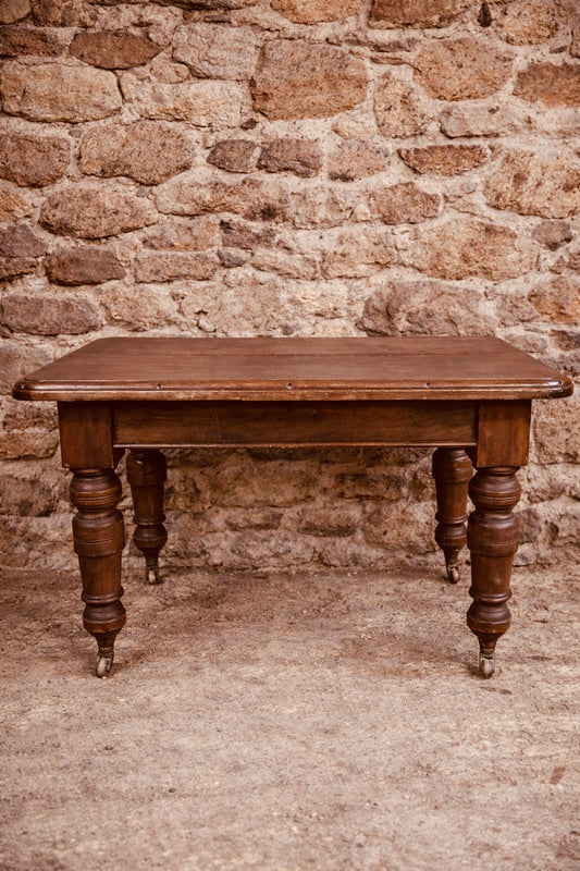Victorian Extending Dining Table with Turned Legs on Castors