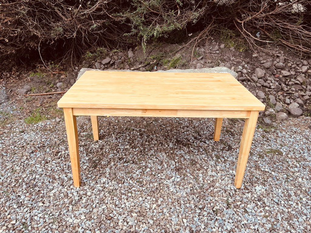Solid Wood Farmhouse Dining Table – Natural Rustic Kitchen Table