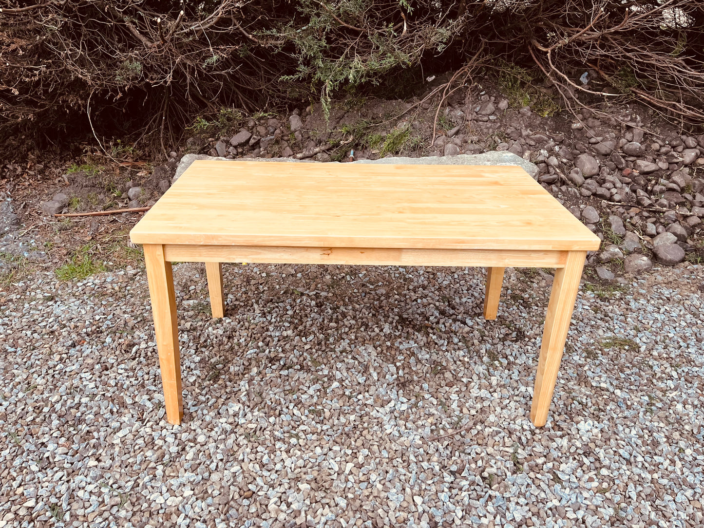 Solid Wood Farmhouse Dining Table – Natural Rustic Kitchen Table