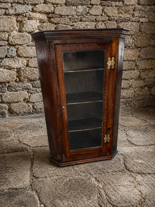 Antique Georgian Oak Hanging Corner Cupboard c1800