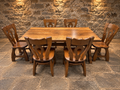 Mid-Century French Oak Dining Table & Six Chairs – Guillerme et Chambron Style c.1970