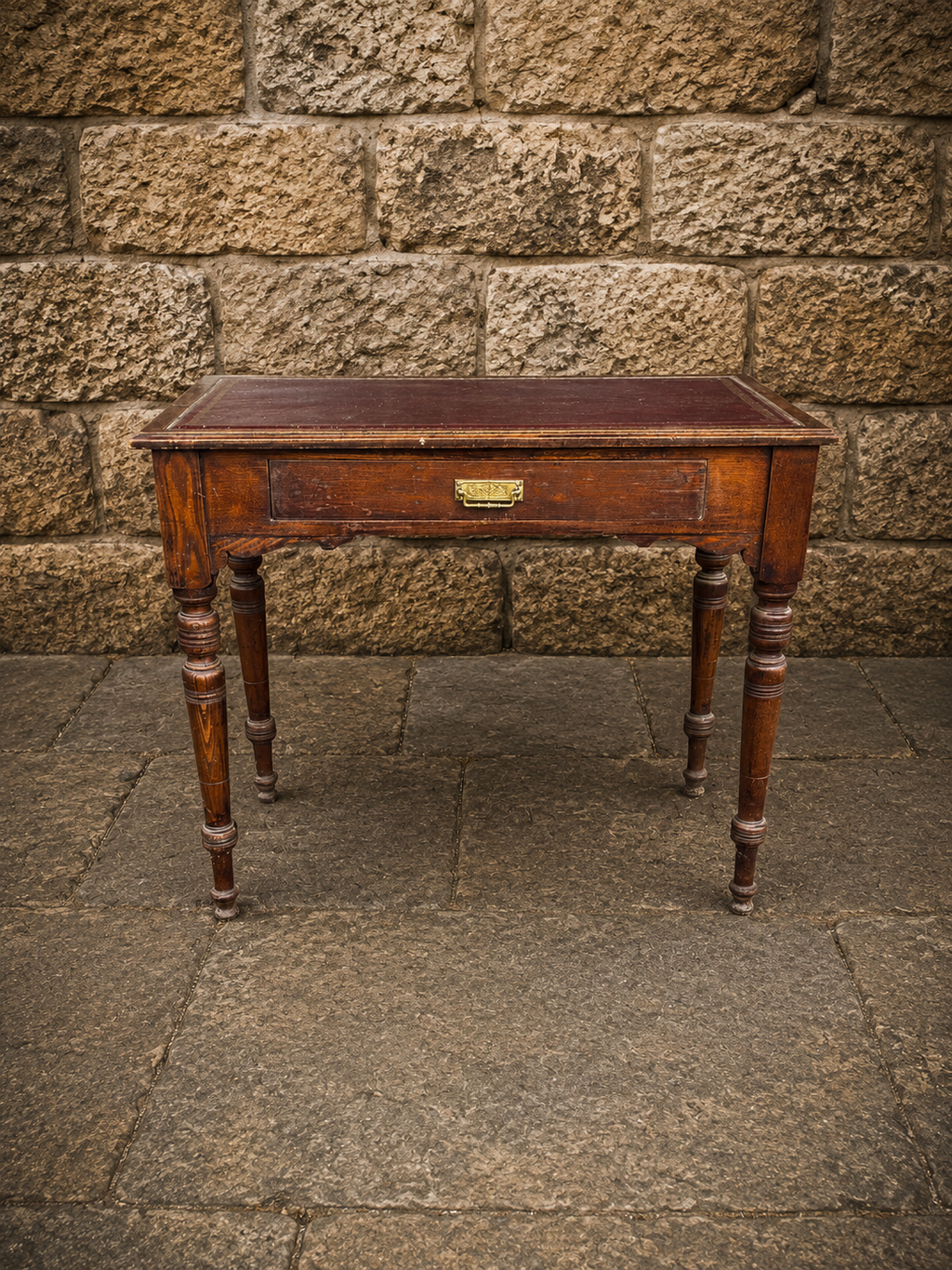 Antique Victorian Oak Leather Top Writing Table c1900
