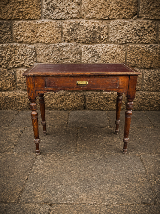 Antique Victorian Oak Leather Top Writing Table c1900