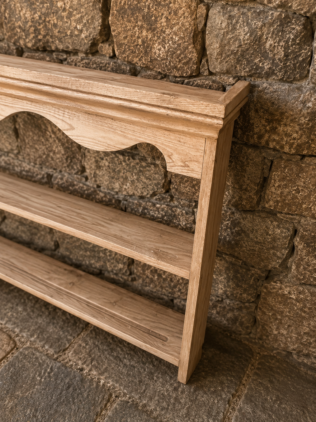 Large Farmhouse Wall Shelf with Scalloped Frieze
