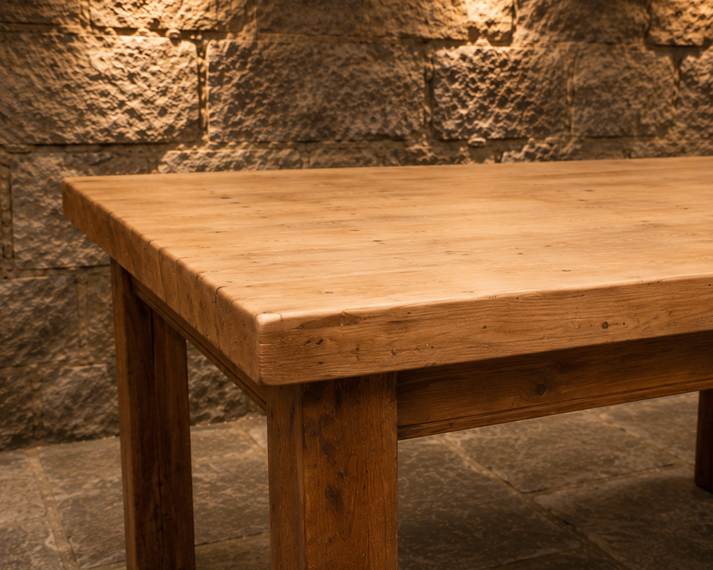 Large Reclaimed Pine Farmhouse Dining Table – Solid Wood Rustic Kitchen Table