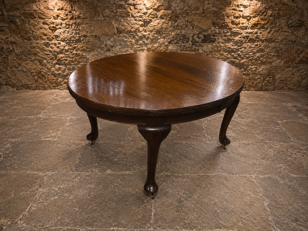 Large Antique Style Georgian Mahogany Extending Dining Table | Queen Anne Oval Dining Table