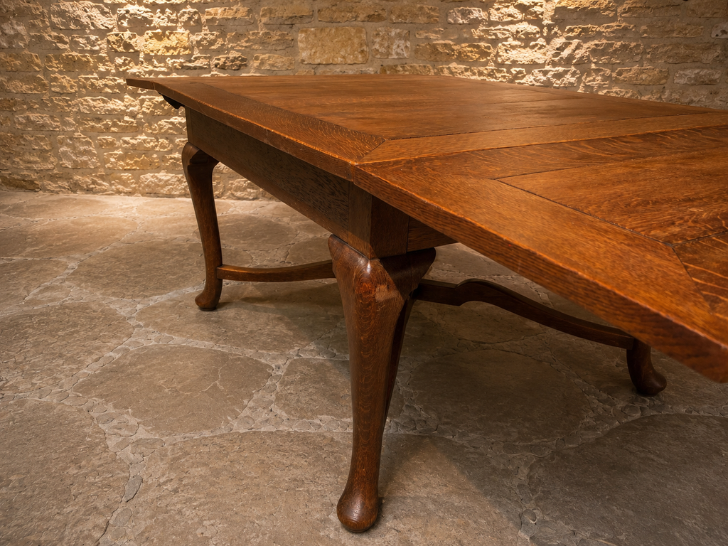 Antique Edwardian Oak Draw-Leaf Dining Table – c.1900–1920