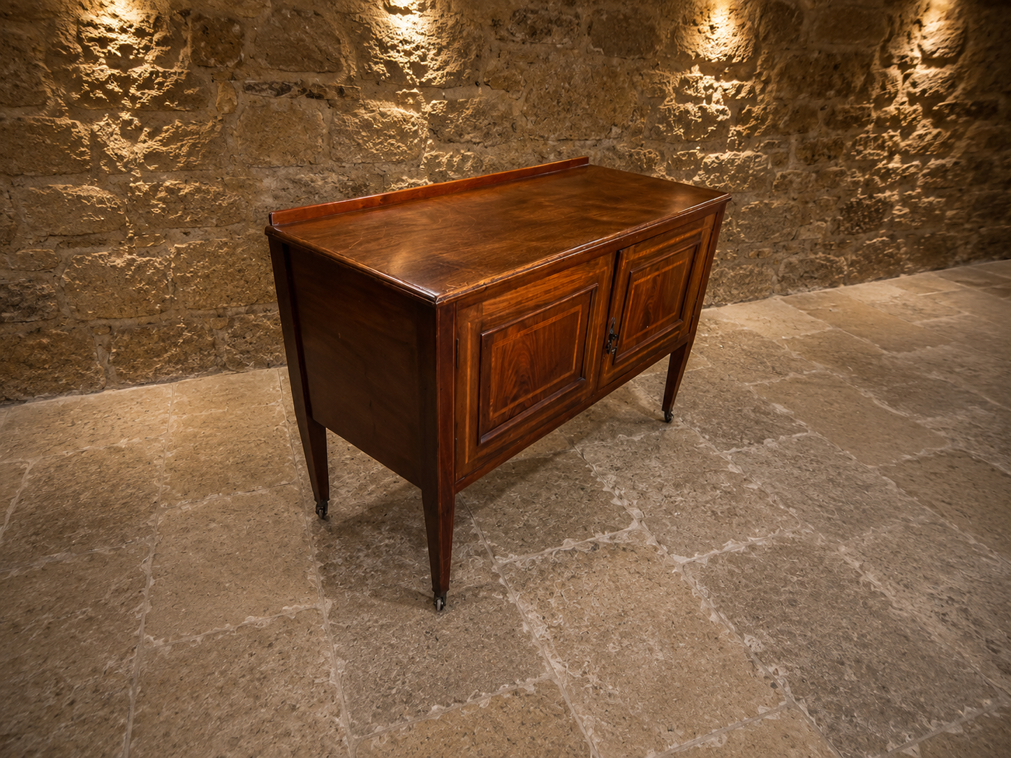 Antique Edwardian Mahogany Sideboard Cabinet with Satinwood Inlay c.1910