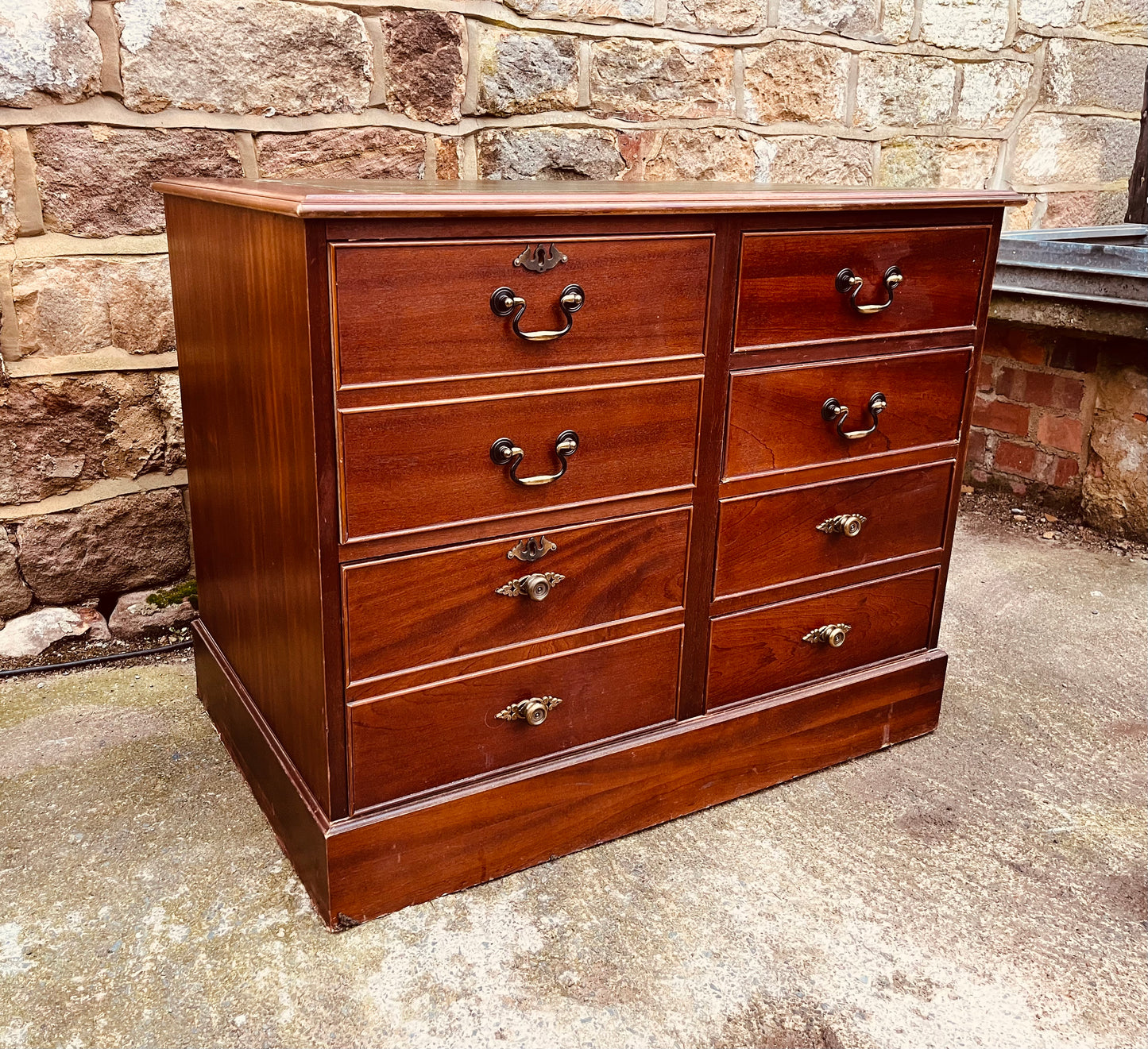 Vintage Mahogany Chest of Drawers with Leather Writing Top
