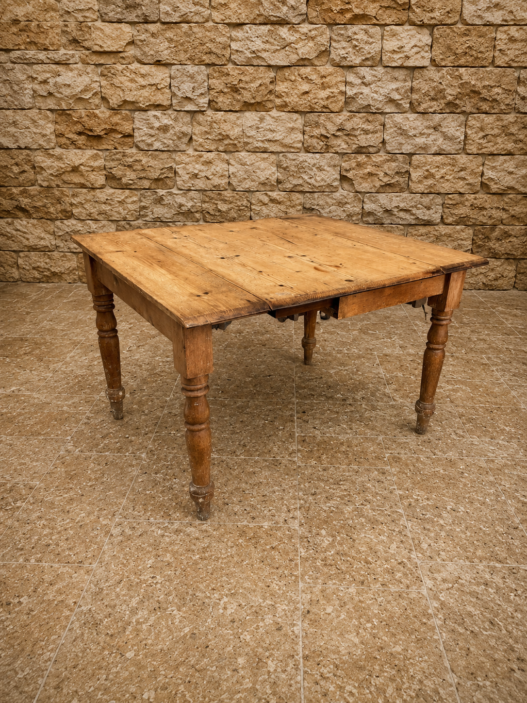 Antique Farmhouse Pine Drop Leaf Dining Table – Victorian Rustic Kitchen Table
