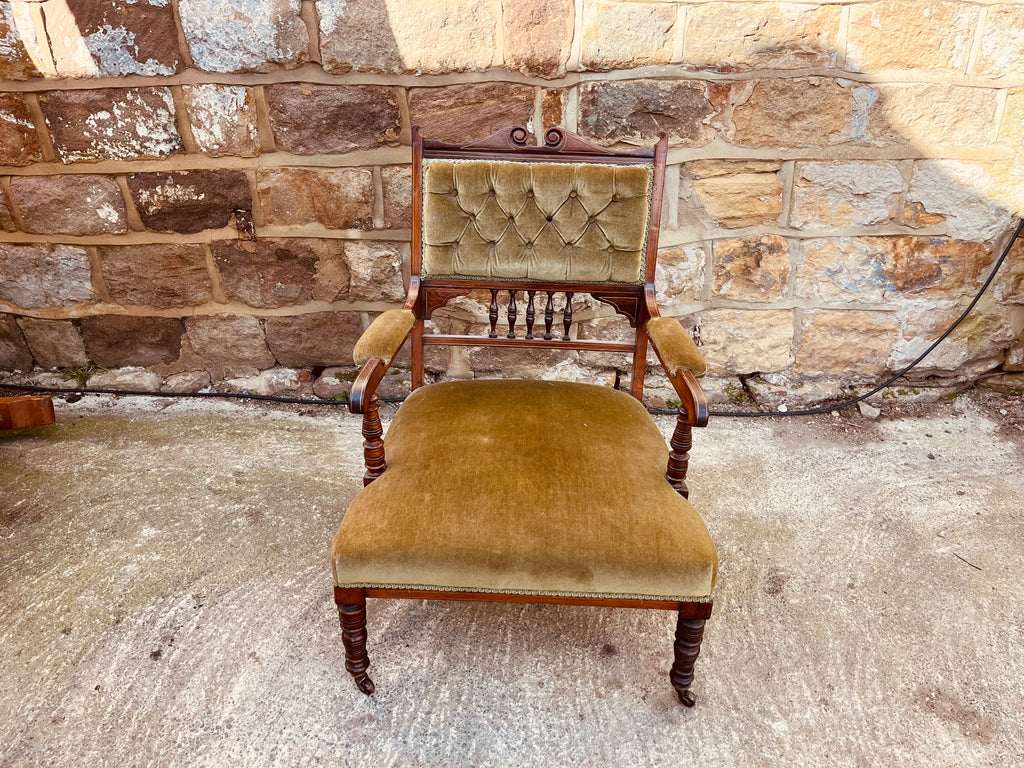 Victorian Mahogany Upholstered Armchair