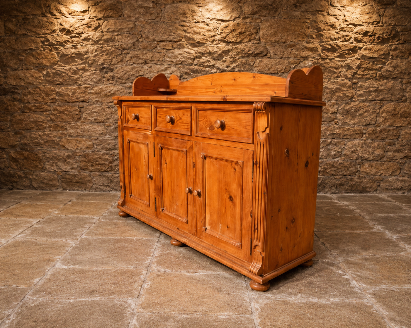 Vintage Solid Pine Welsh Dresser Base | Farmhouse Kitchen Sideboard | Rustic Country Storage Cabinet | English Pine Cupboard