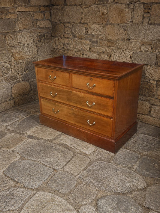 Georgian Style Mahogany Chest of Drawers | Vintage Crossbanded 2 Over 2 Chest