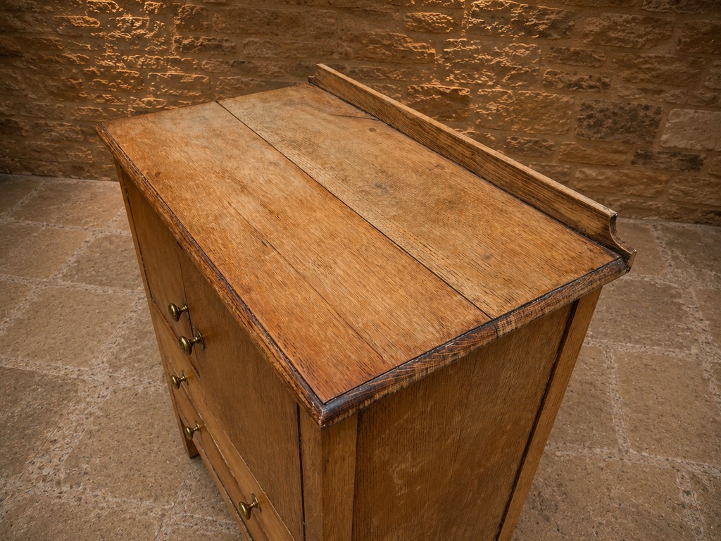 Antique Arts & Crafts Oak Kitchen Cupboard | Edwardian Pantry Cabinet | Rustic Oak Storage Cabinet | Circa 1900–1920