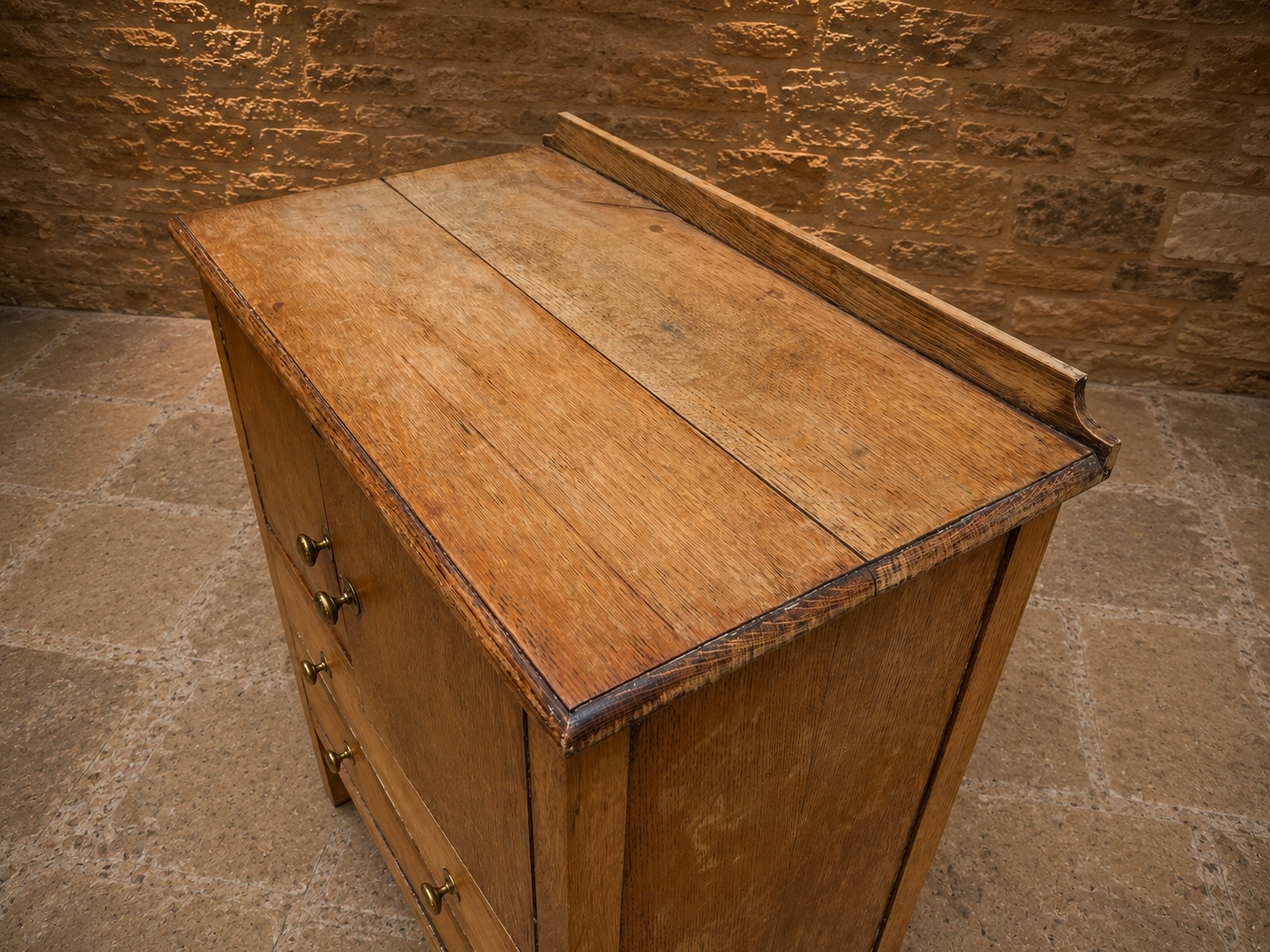 Antique Arts & Crafts Oak Kitchen Cupboard | Edwardian Pantry Cabinet | Rustic Oak Storage Cabinet | Circa 1900–1920