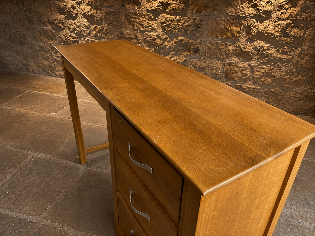 Solid Oak Three Drawer Writing Desk – Traditional Home Office Desk