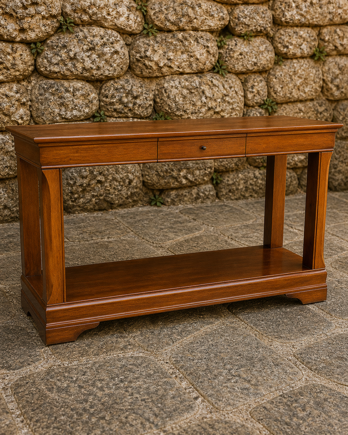 Mahogany Georgian Style Console Table – 130cm with Drawer & Shelf
