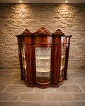Antique Edwardian Inlaid Mahogany Bow Front Display Cabinet | Satinwood Inlaid China Cabinet | Circa 1905