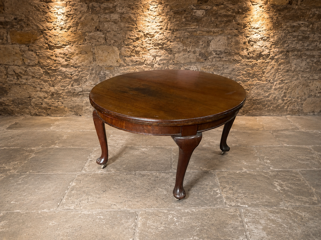 Large Antique Style Georgian Mahogany Extending Dining Table | Queen Anne Oval Dining Table
