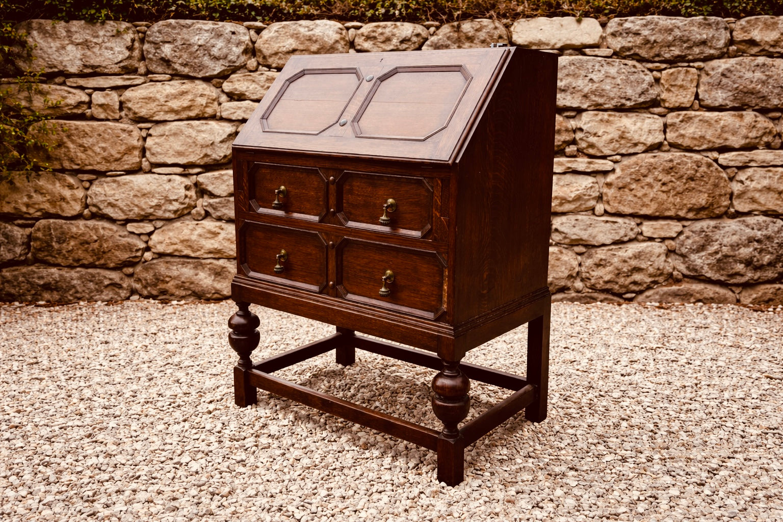 Early 20th Century Oak Bureau Desk, Vintage Writing Bureau with Fall Front, Antique Style Secretary Desk, Period Oak Home Office Desk