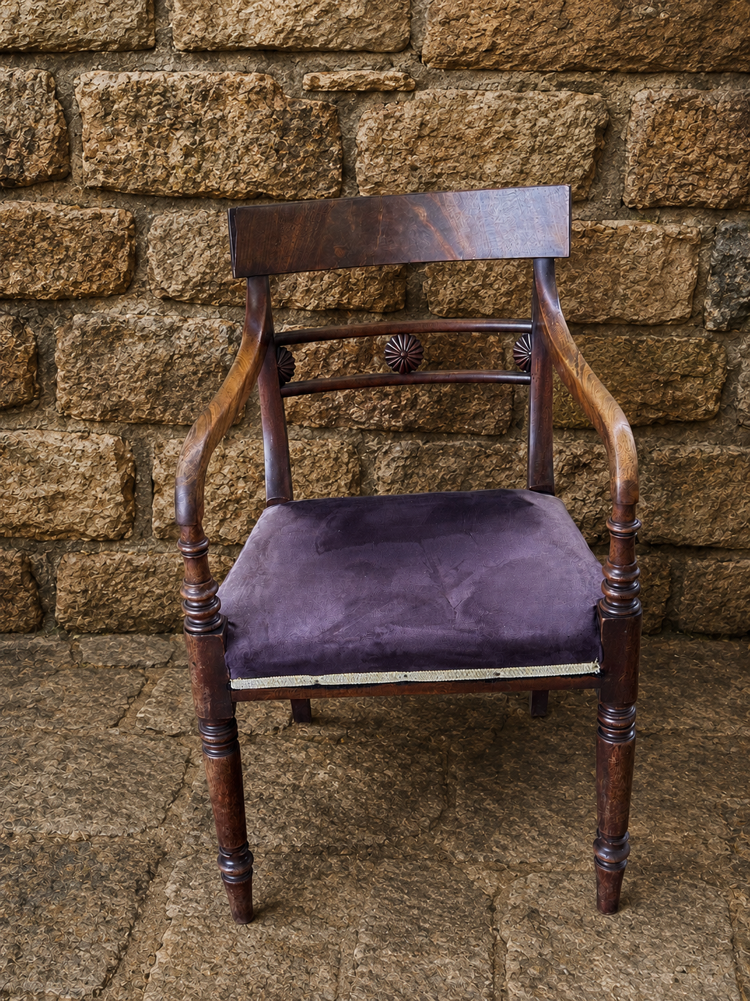 Antique Regency Revival Open Armchair c1910