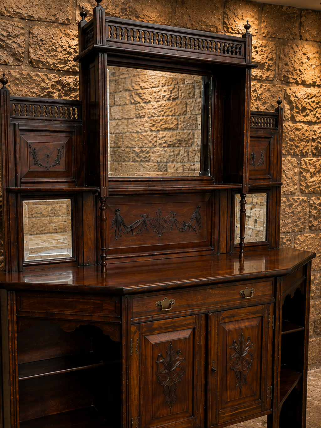 Antique Victorian Aesthetic Movement Mirrored Sideboard – Circa 1885 – Anglo-Japanese Buffet