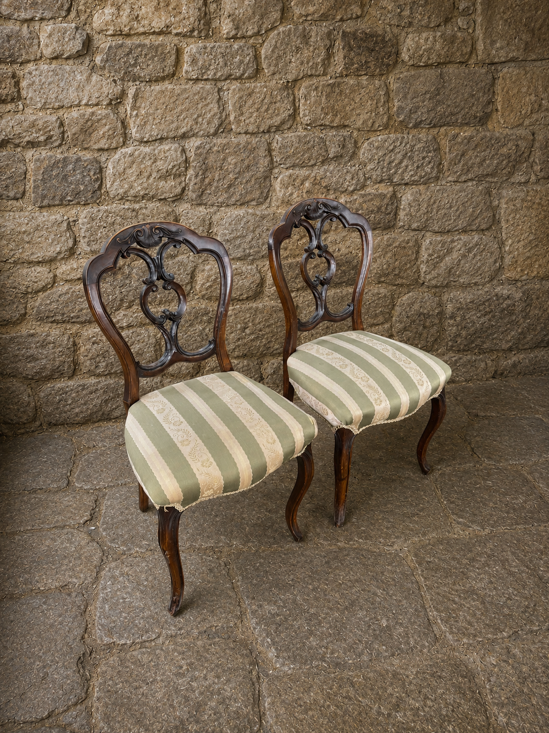 Pair of Antique Victorian Mahogany Balloon Back Chairs