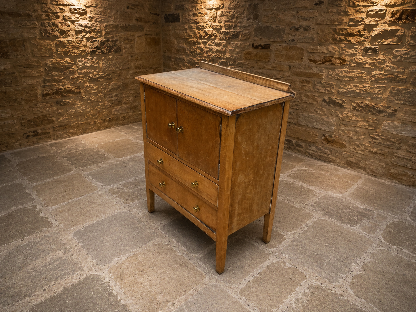 Antique Arts & Crafts Oak Kitchen Cupboard | Edwardian Pantry Cabinet | Rustic Oak Storage Cabinet | Circa 1900–1920