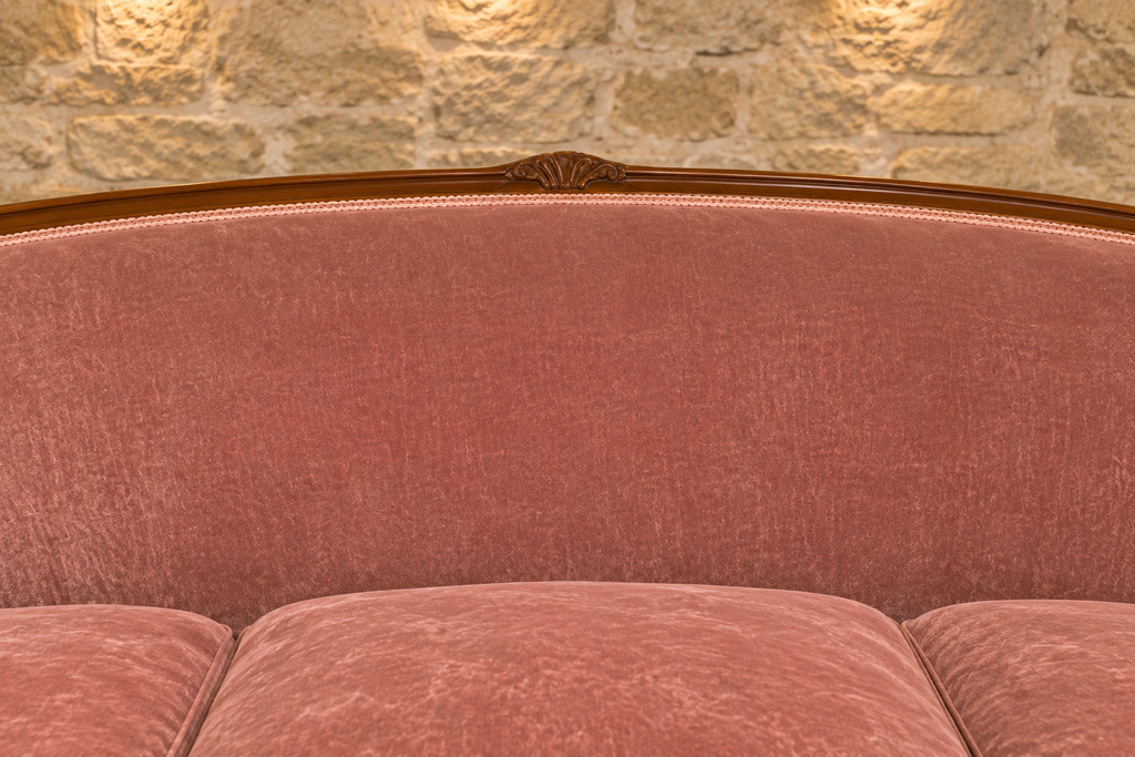 Vintage Louis XV style sofa in dusty rose pink