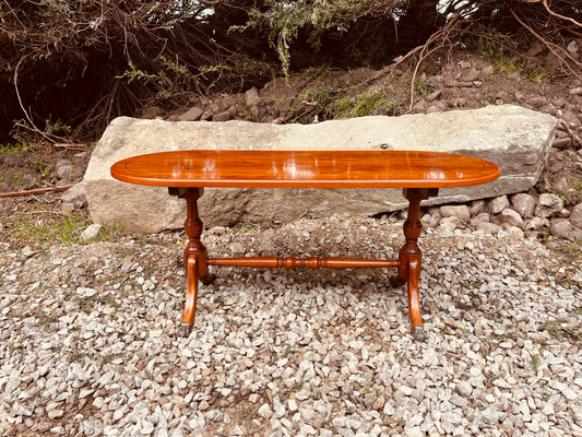 Antique Edwardian Oval Mahogany Coffee Table with Inlaid Top, Circa 1900