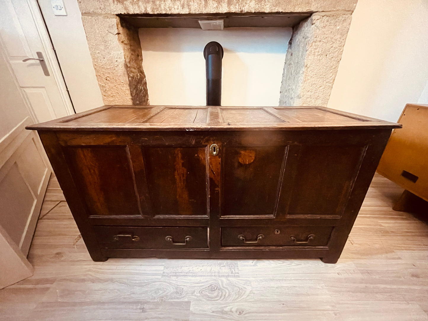 Antique Oak Mule Chest with Drawers – Georgian Coffer & Blanket Box (c.1780–1830)