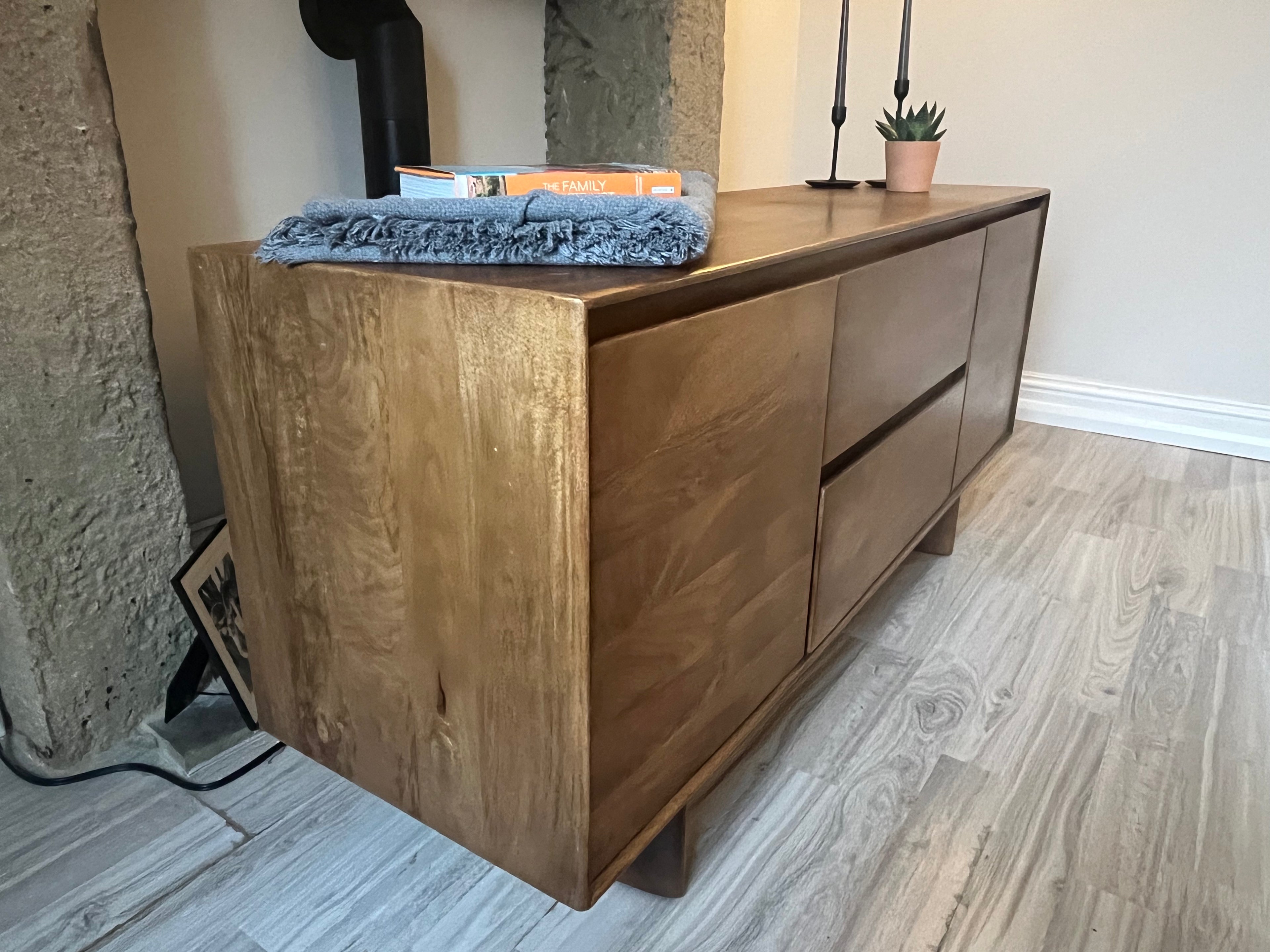 Solid Wood Mid-Century Sideboard / Modern Minimalist Credenza
