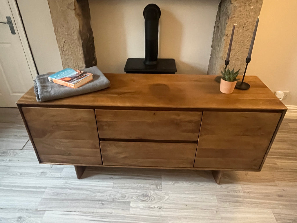 Solid Wood Mid-Century Sideboard / Modern Minimalist Credenza
